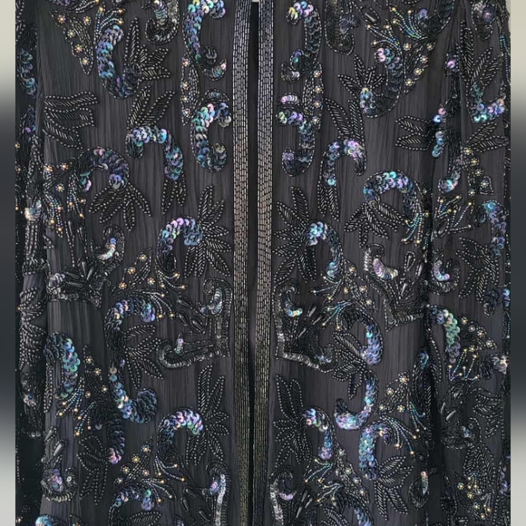 Vintage 100% Silk Black Embellished Women's Blazer Royal Feelings - Picture 2 of 13
